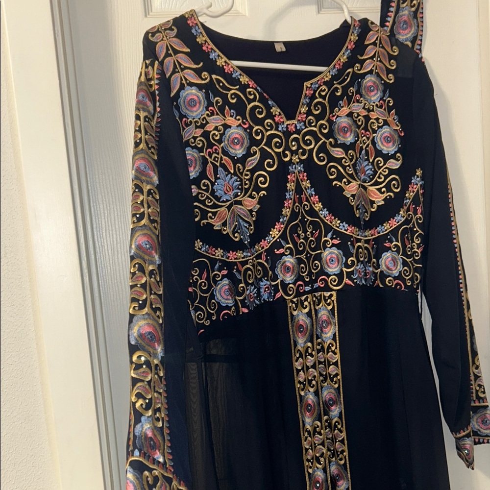 Elegant Black Embroidered Dress
